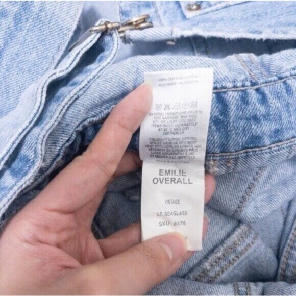 DL1961 Emilie Denim Overall S Lt Seaglass Vintage Cargo Cropped Tapered - Picture 16 of 16